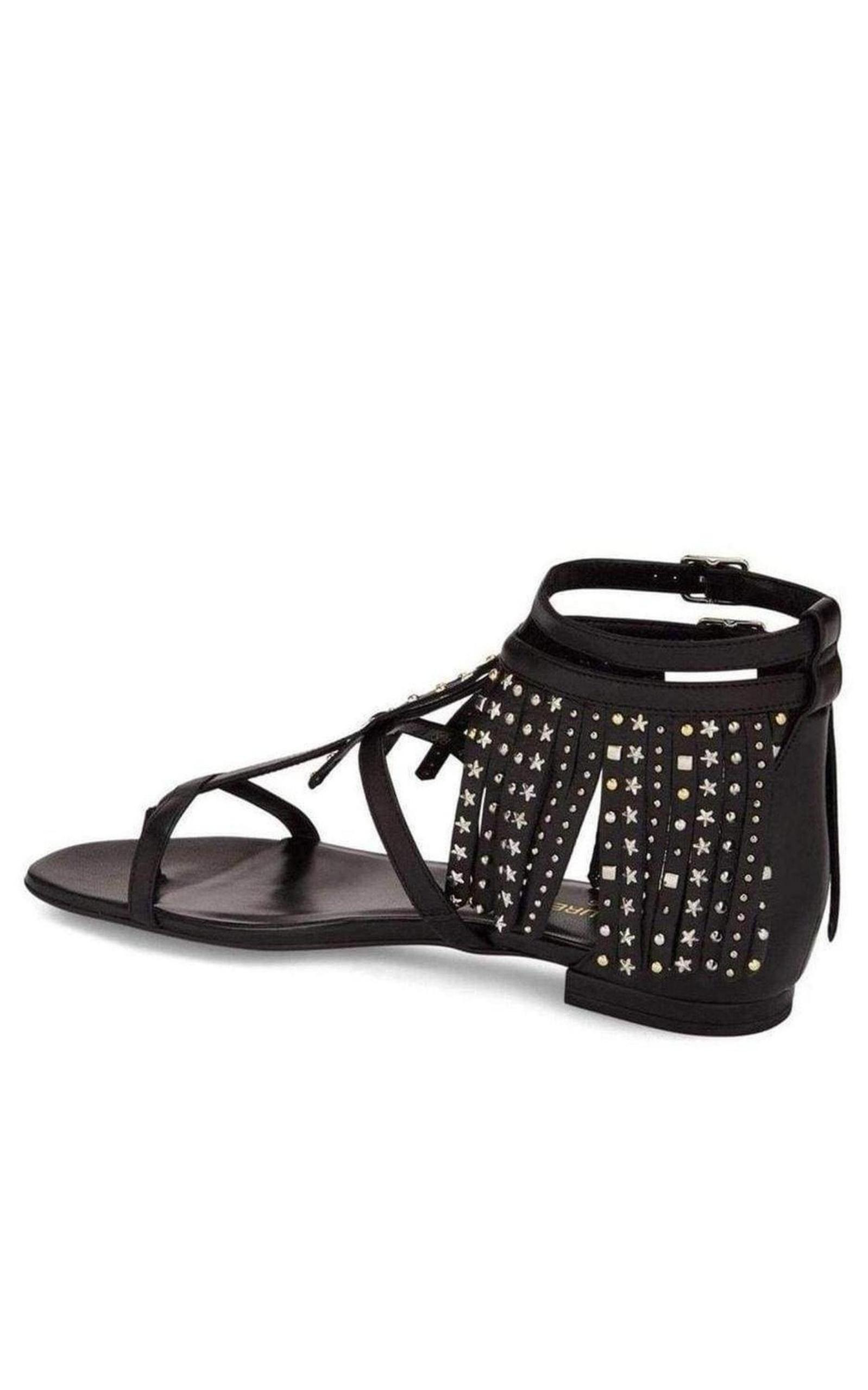Leather Fringe Sandals - 4