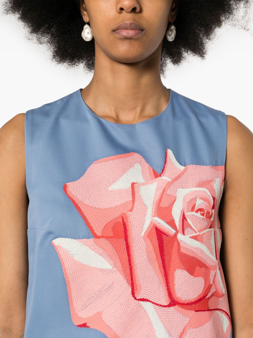 Rose-embroidered mini dress - 5