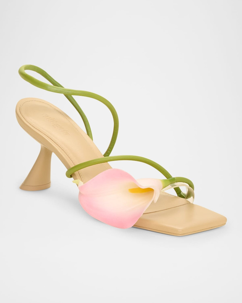 Cult Gaia Ria Calla Lily Leather Comma-Heel Sandals outlook