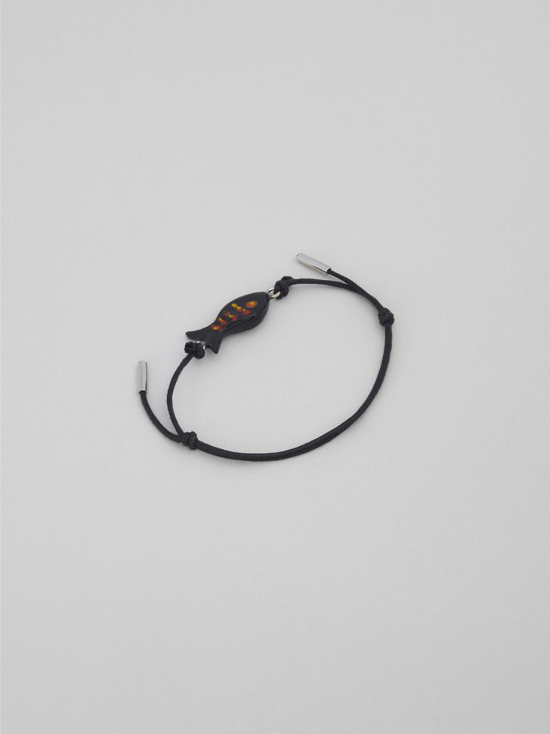 Marni LEATHER BRACELET WITH ENAMELLED METAL FISH outlook