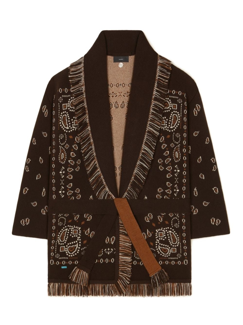 bandana-pattern cashmere cardigan - 7