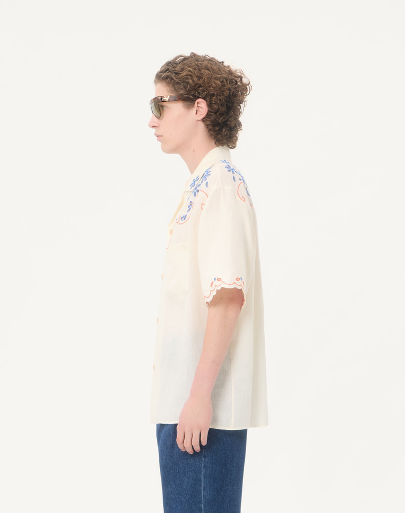 VALENTINO LINEN BOWLING SHIRT IN SAN GALLO WITH VLOGO EMBROIDERY 6