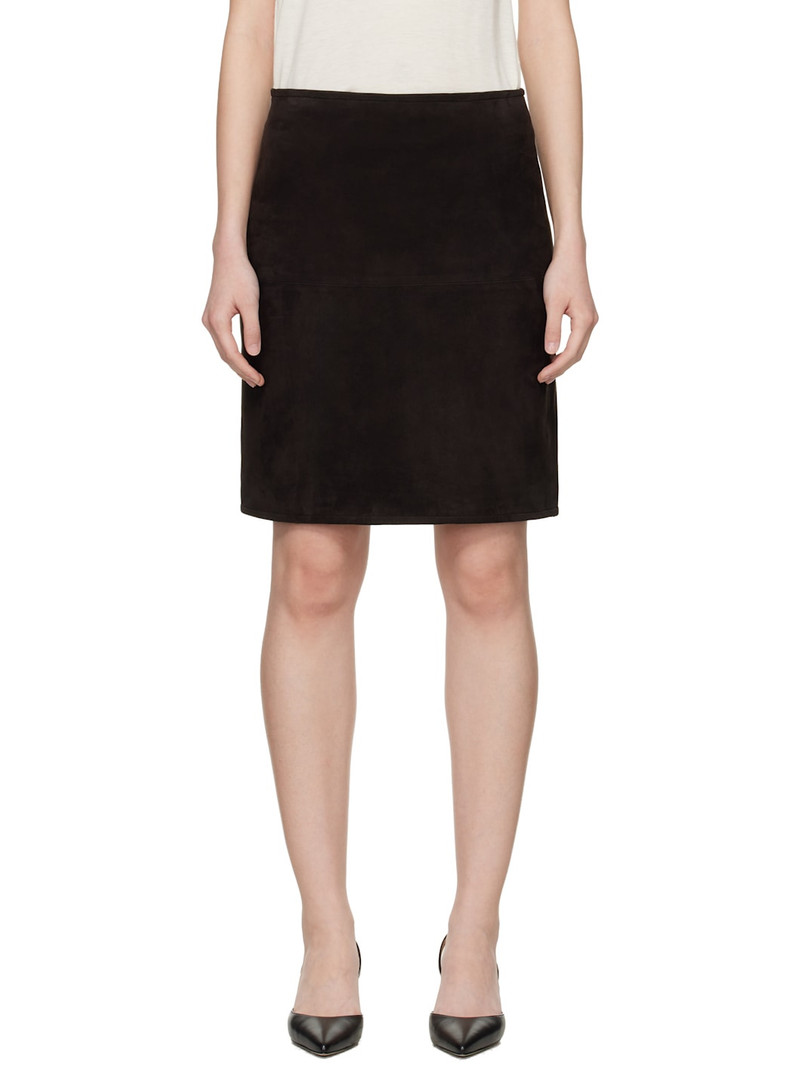 Brown Engel Suede Pencil Midi Skirt 1