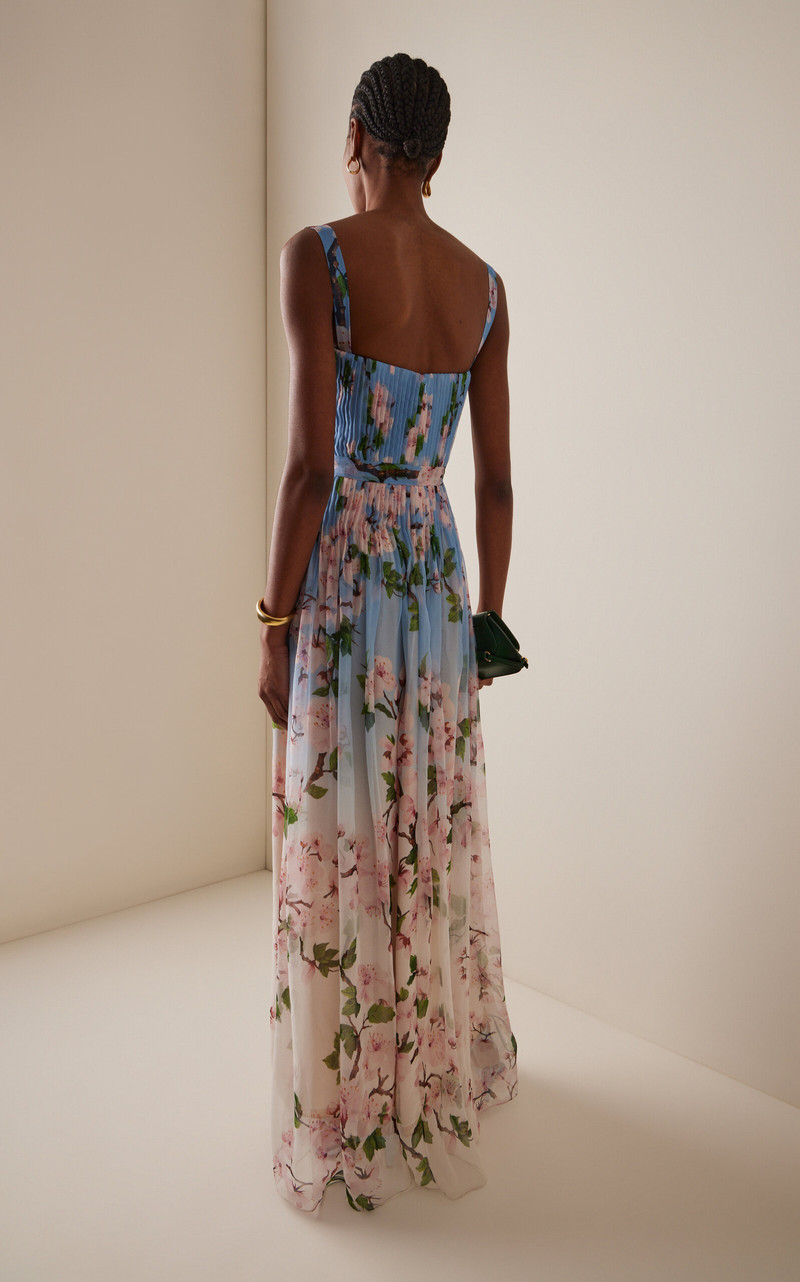 Pleated Silk Chiffon Gown light blue 4