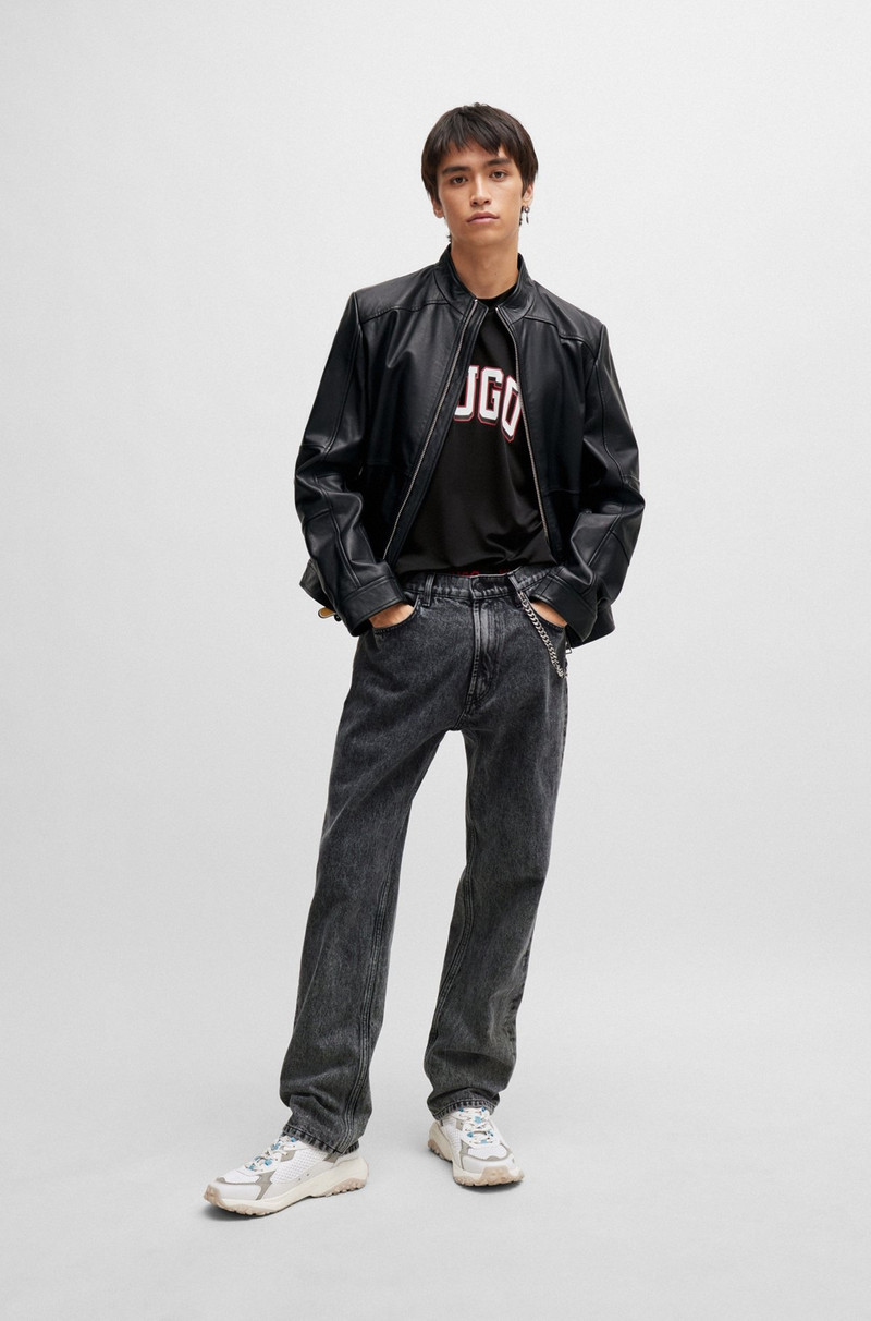 HUGO MIXED-MATERIAL TRAINERS WITH LEATHER FACINGS outlook