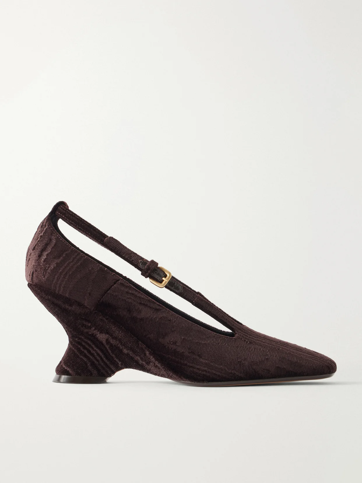 Velvet Moiré Wedge Pumps - 1