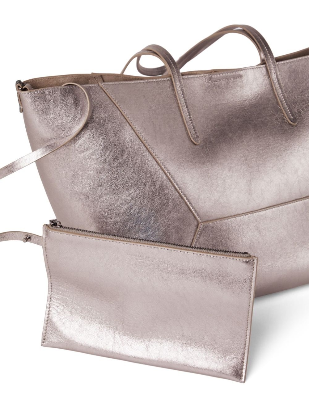 metallic leather tote bag - 4