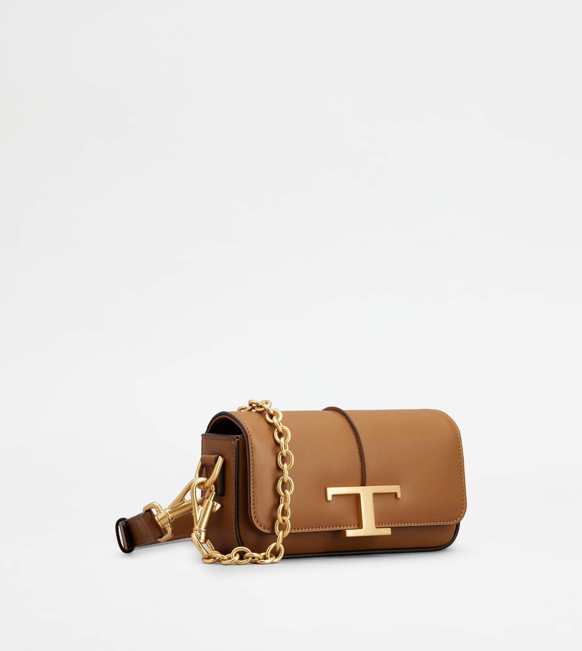T TIMELESS CROSSBODY BAG IN LEATHER MINI - BROWN - 4