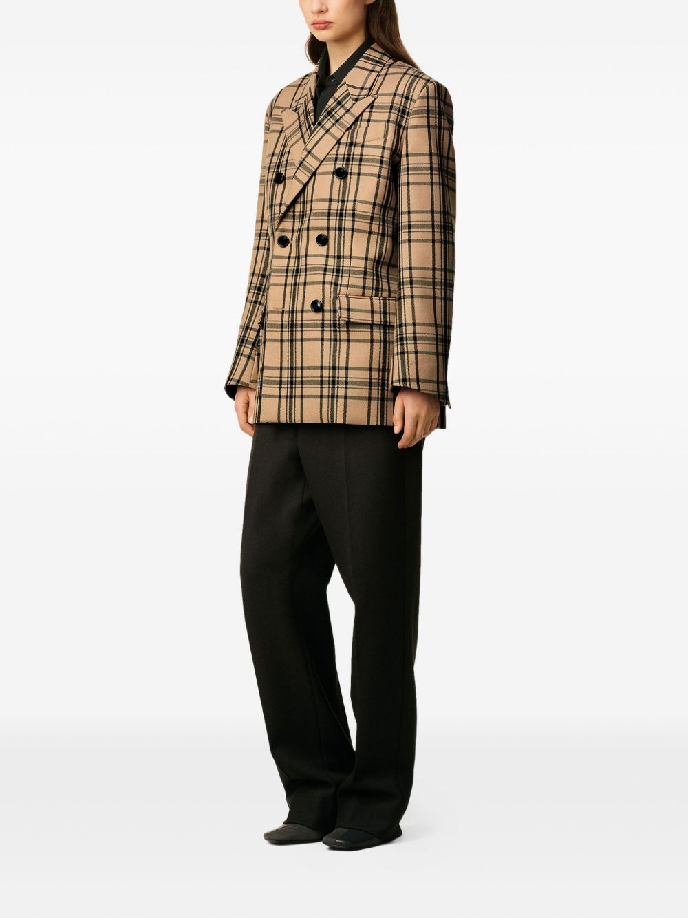 checked double-breasted blazer - 3
