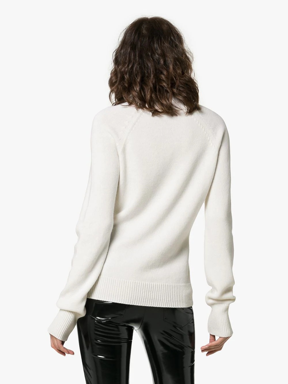 long-sleeved knitted cashmere gold button sweater - 4