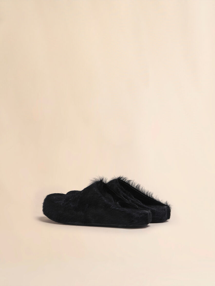BLACK LONG HAIR CALFSKIN FUSSBETT SABOT - 3