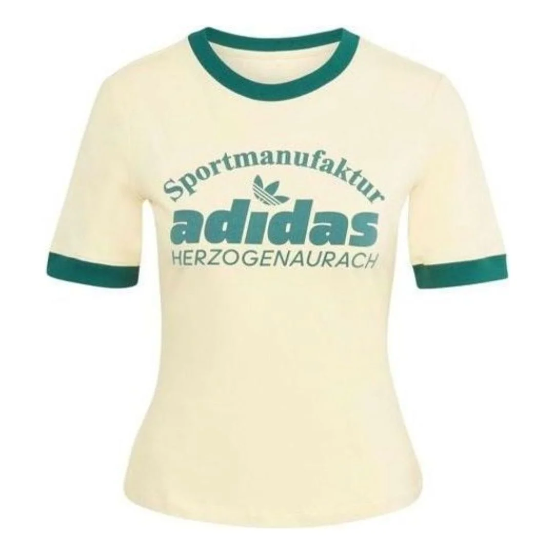 (WMNS) adidas Originals Retro 도표 티셔츠 '황색 녹색' IT9868 - 1