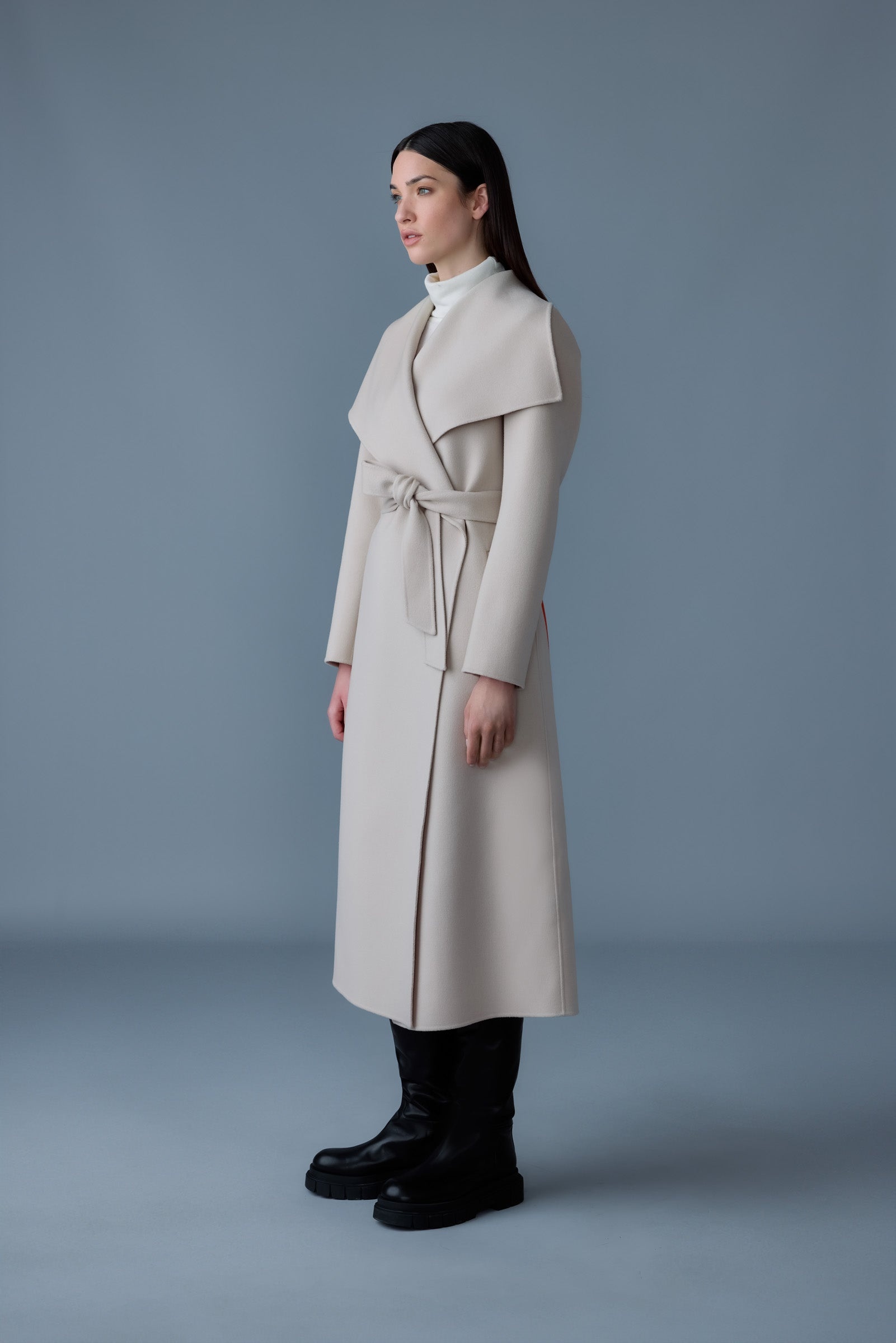 MAI-LST Double-Face Wool Stripe Wrap Coat - 3