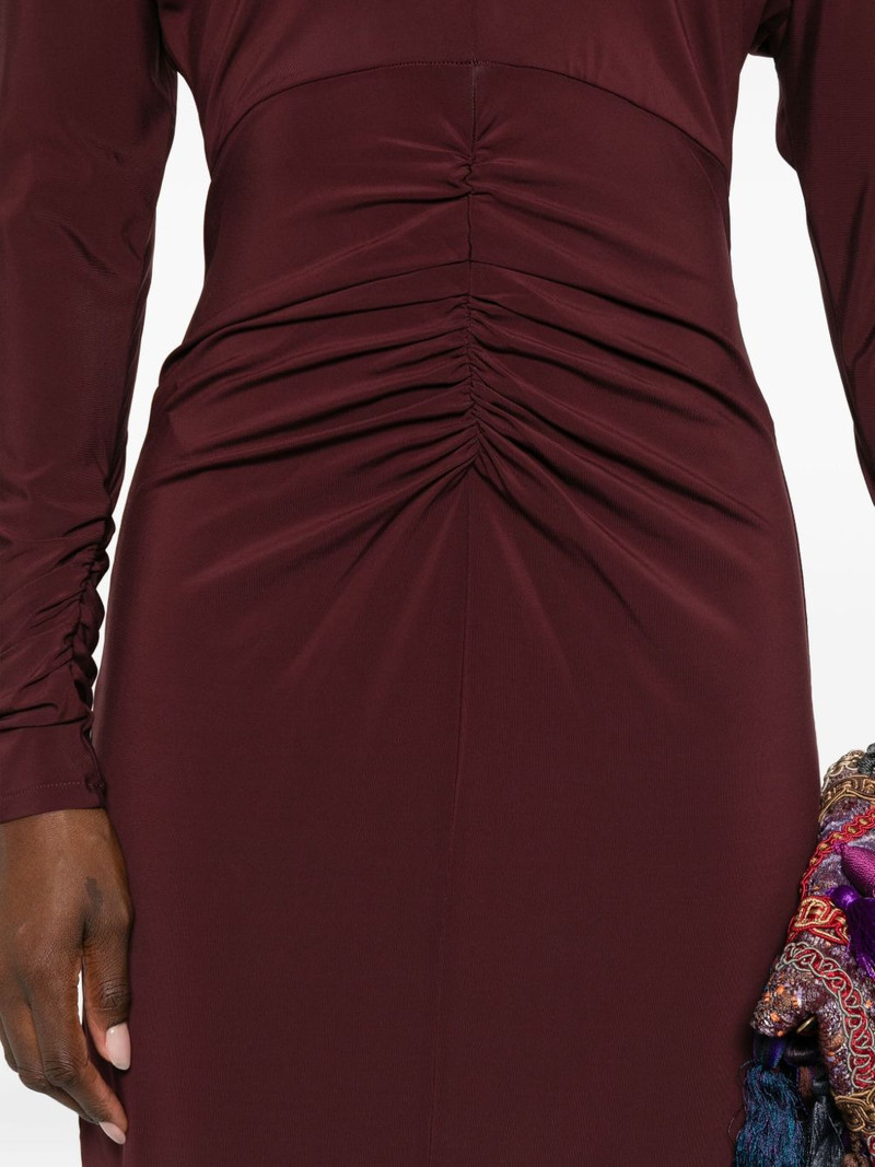 ruched-detail long-sleeve midi dress 5
