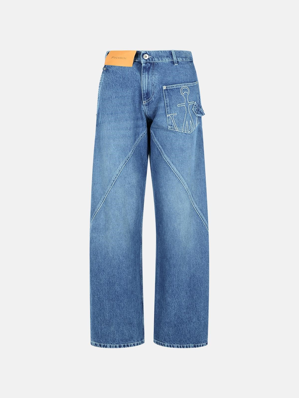 'WORKWEAR' COTTON PANTS WITH LIGHT BLUE TWISTED LEG - 1