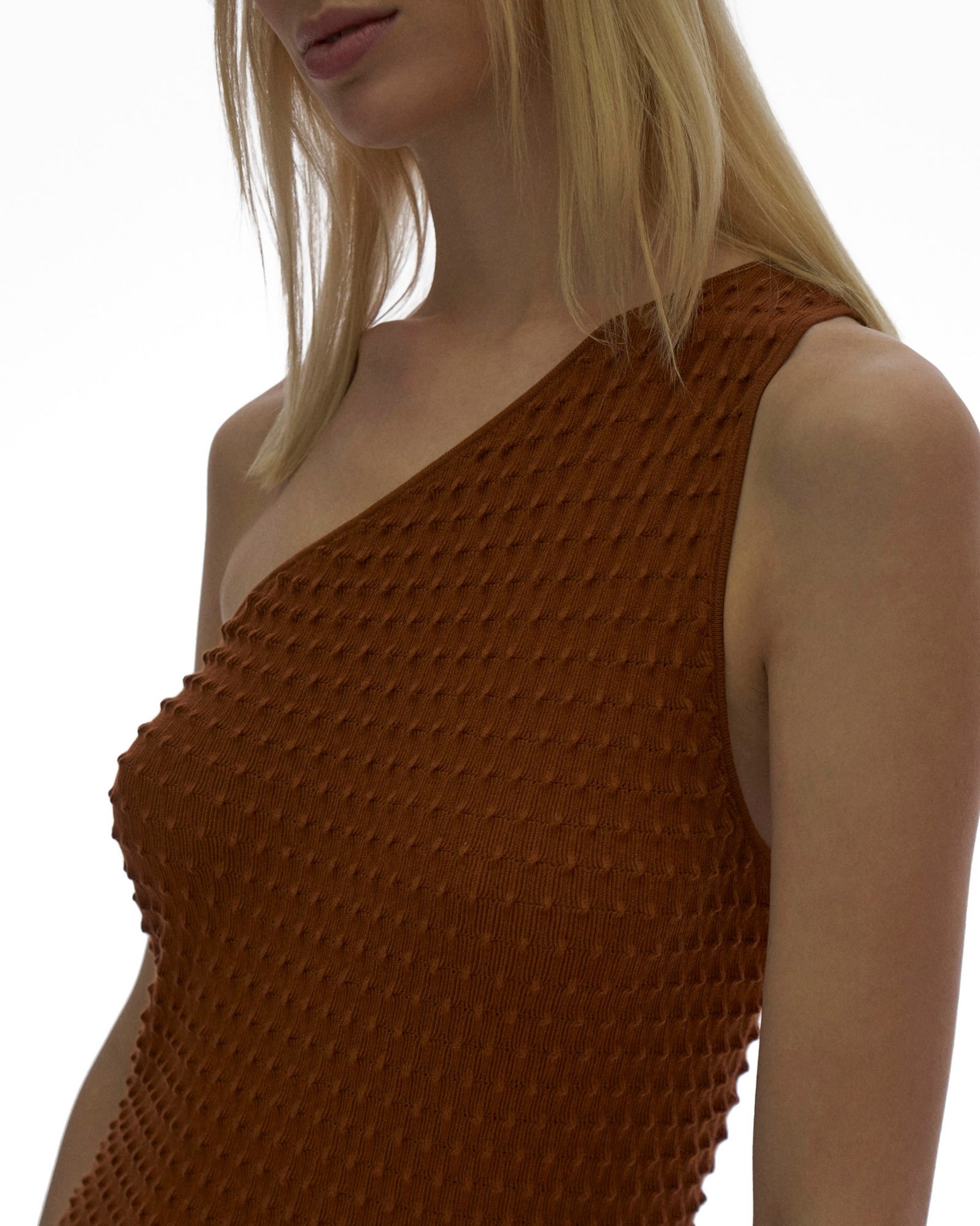 SPIKE KNIT ONE-SHOULDER DRESS - 6