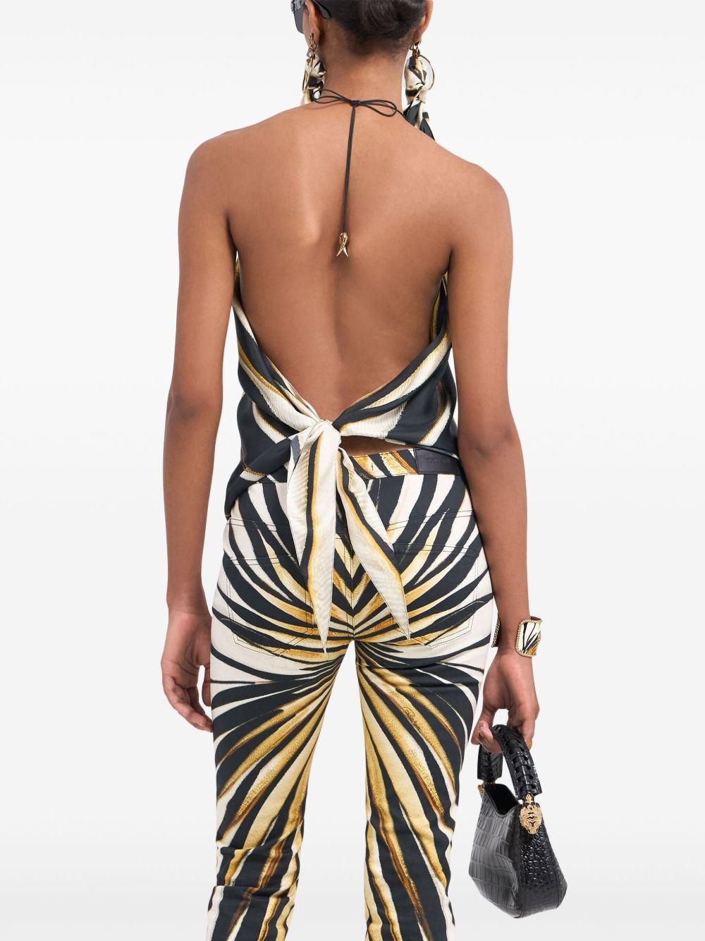 Ray of Gold print halterneck silk top - 4