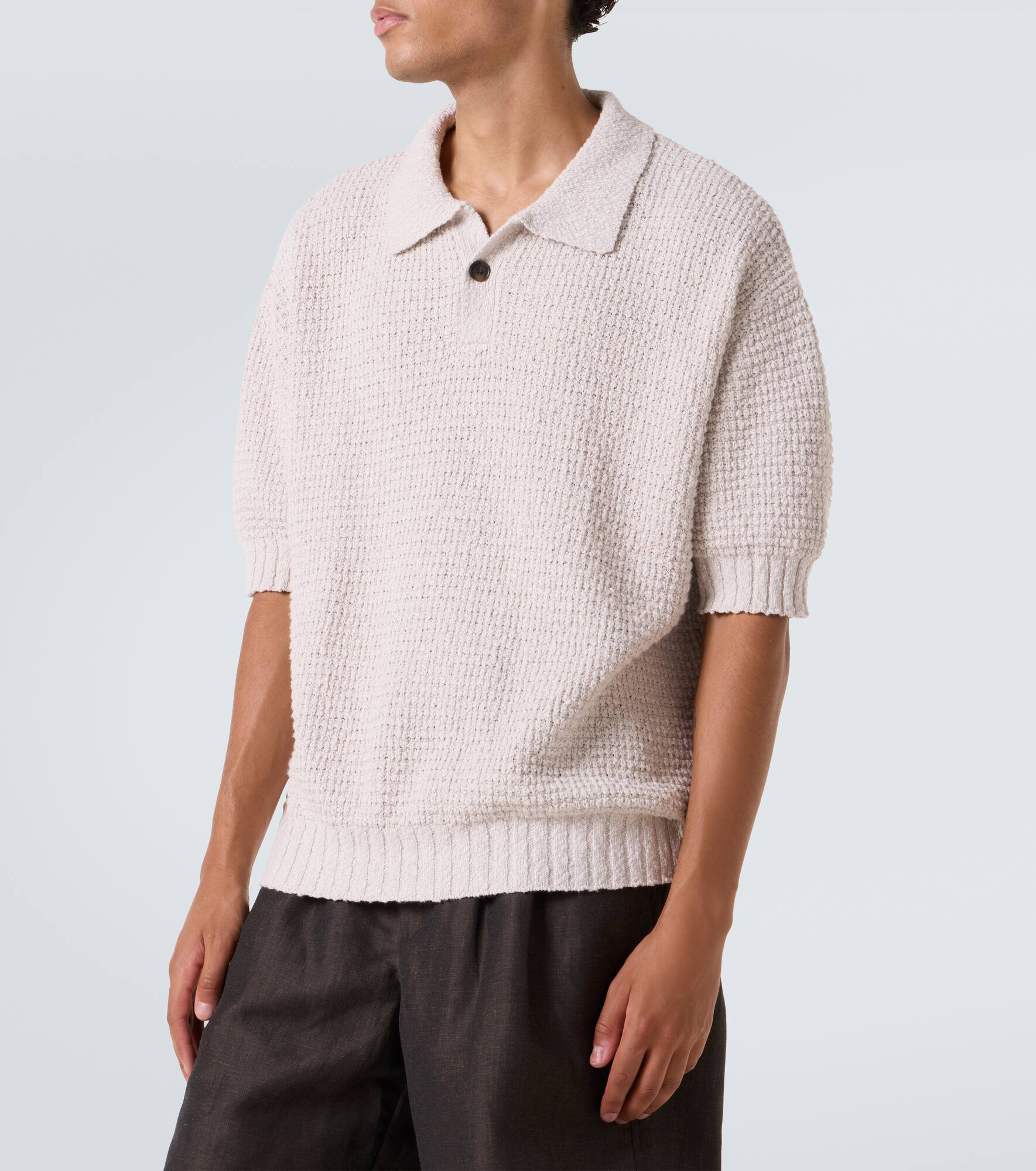 Knitted cotton polo shirt - 3
