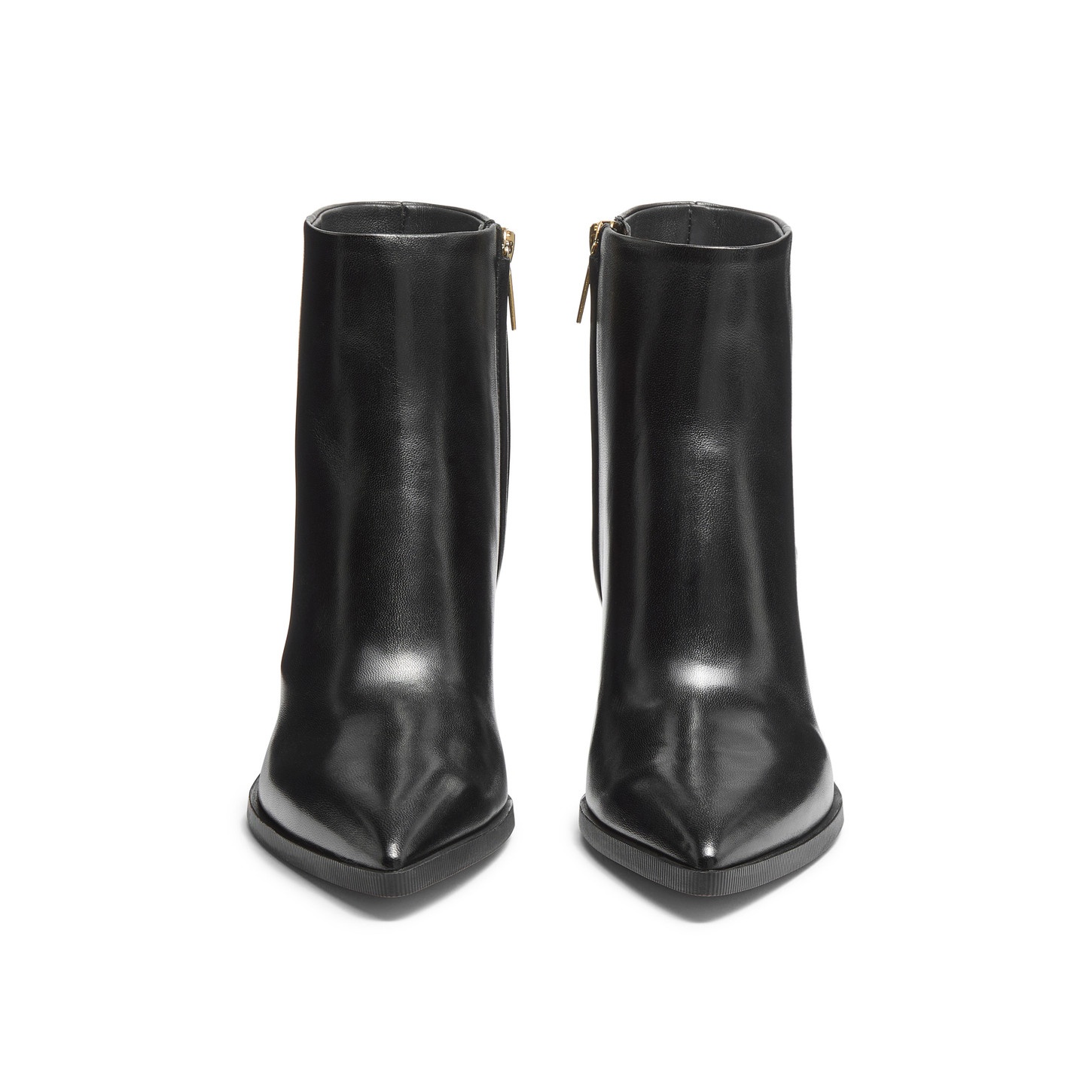 Women's black leather mid-heel ankle boot - 4