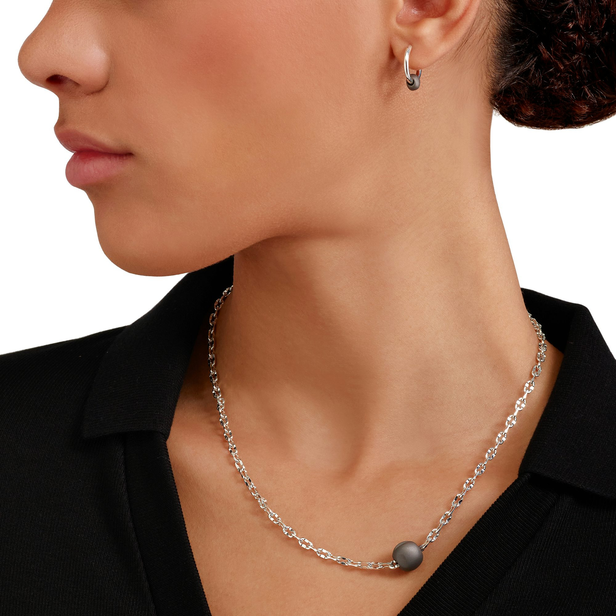 PEPITA HOOP EARRINGS SILVER & TITANIUM - 4