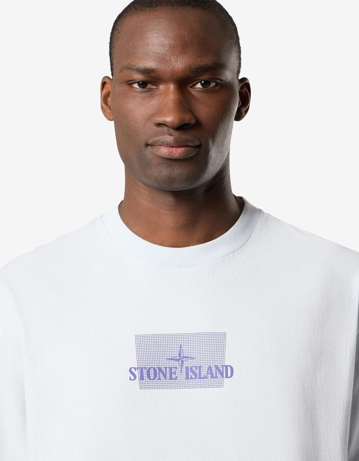 Stone Island Blue Grid Print T-Shirt - 4