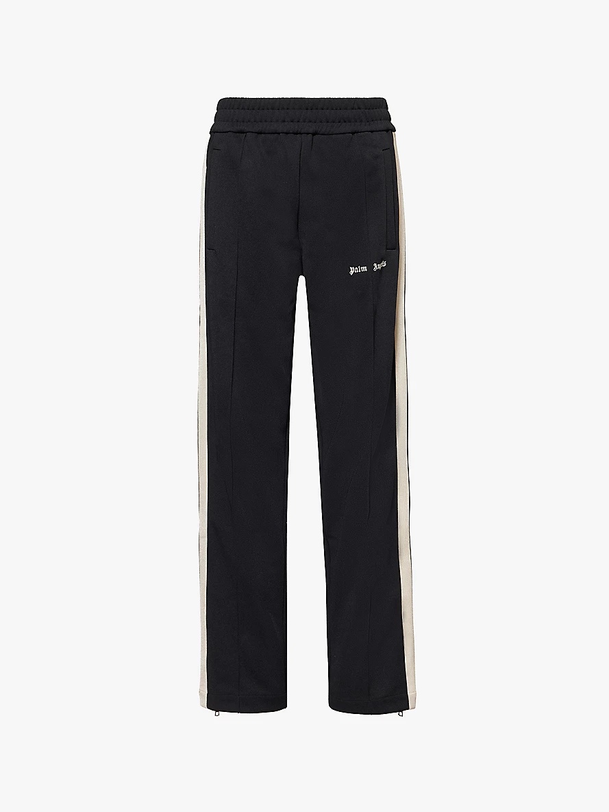 Brand-embroidery striped-panels straight-leg regular fit woven jogging bottoms - 1