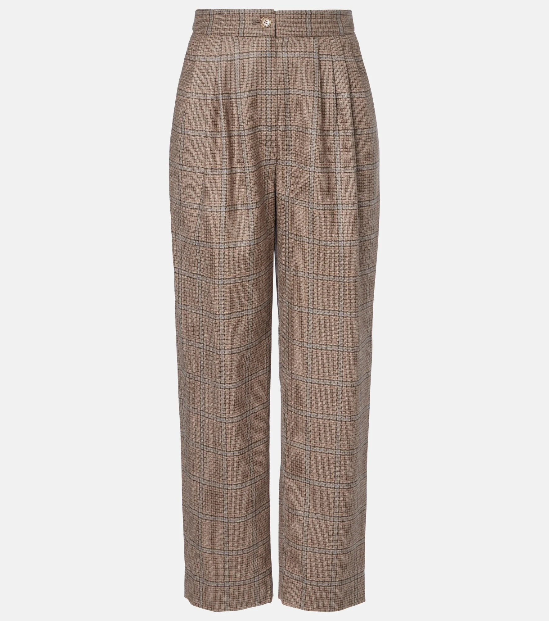 Glassy checked virgin wool straight pants - 1