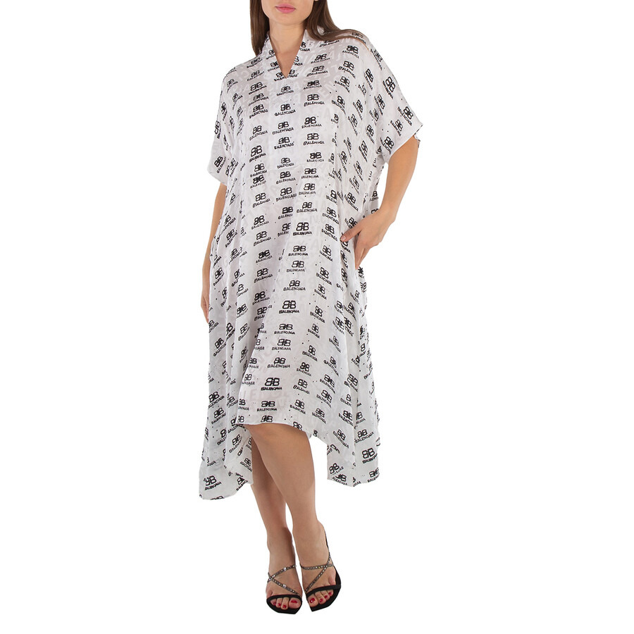 Balenciaga Logo Monogram Asymmetric Shirt Dress - 4