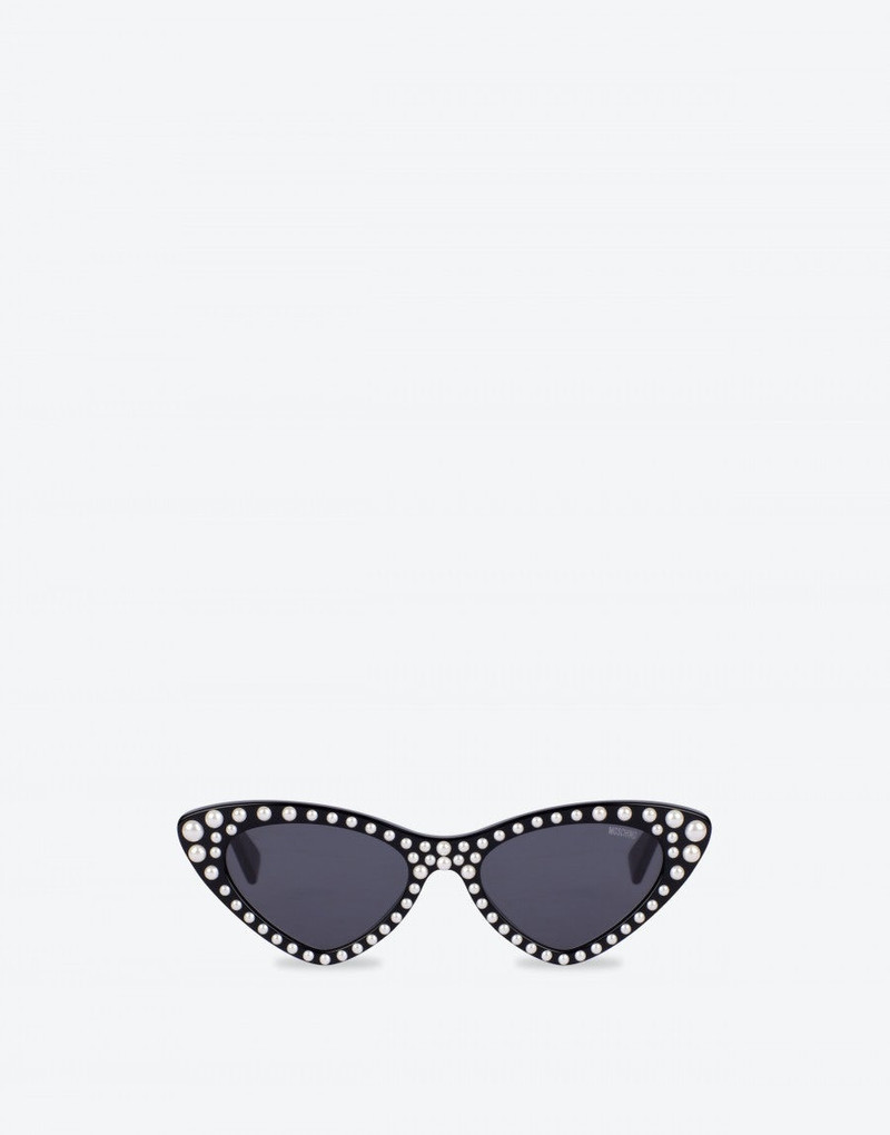 CAT EYE SUNGLASSES WITH PEARLS - 1