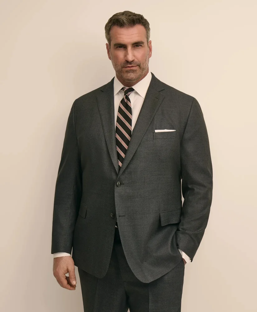 Brooks Brothers Explorer Collection Big & Tall Stretch Wool Blend Birdseye Suit Jacket - 1