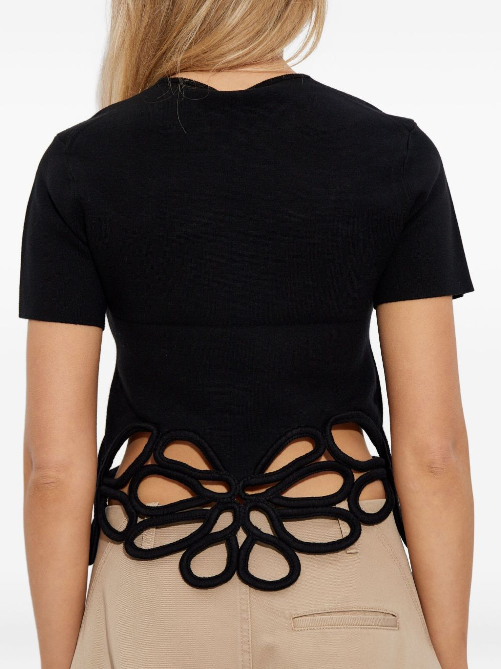 flower-cutout T-shirt - 4