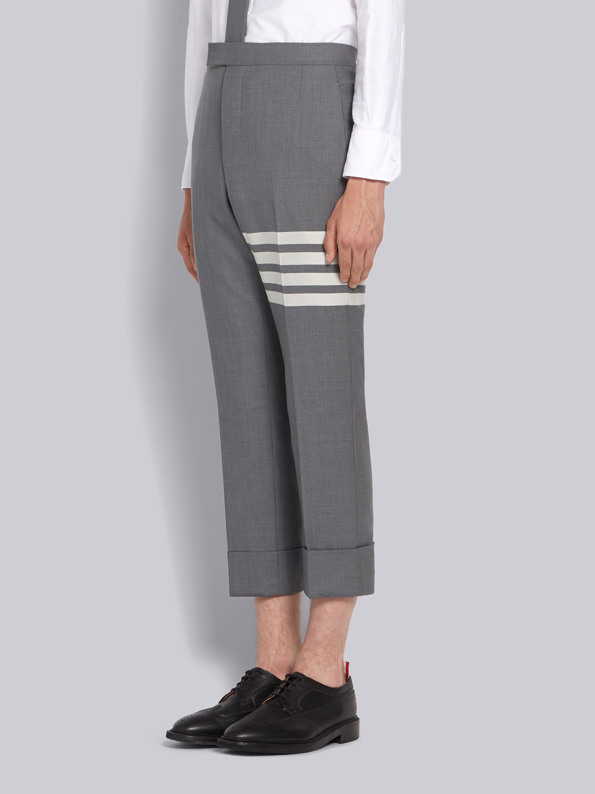 Medium Grey Plain Weave Suiting Classic 4-Bar Trouser - 2