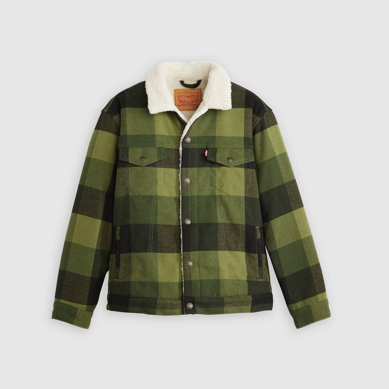 RELAXED FIT SHERPA PLAID TRUCKER JACKET 5