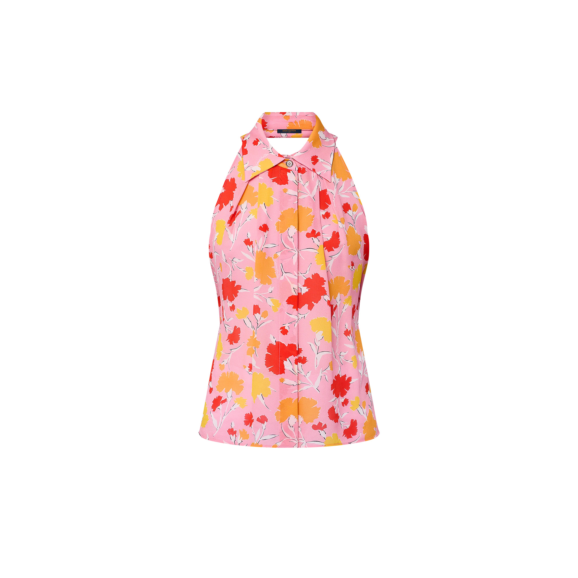 Carnation Print Tailored Halter Top - 1