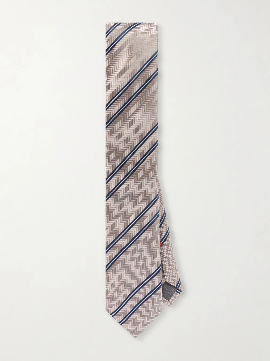 7.5cm Striped Herringbone Silk-Jacquard Tie - 1