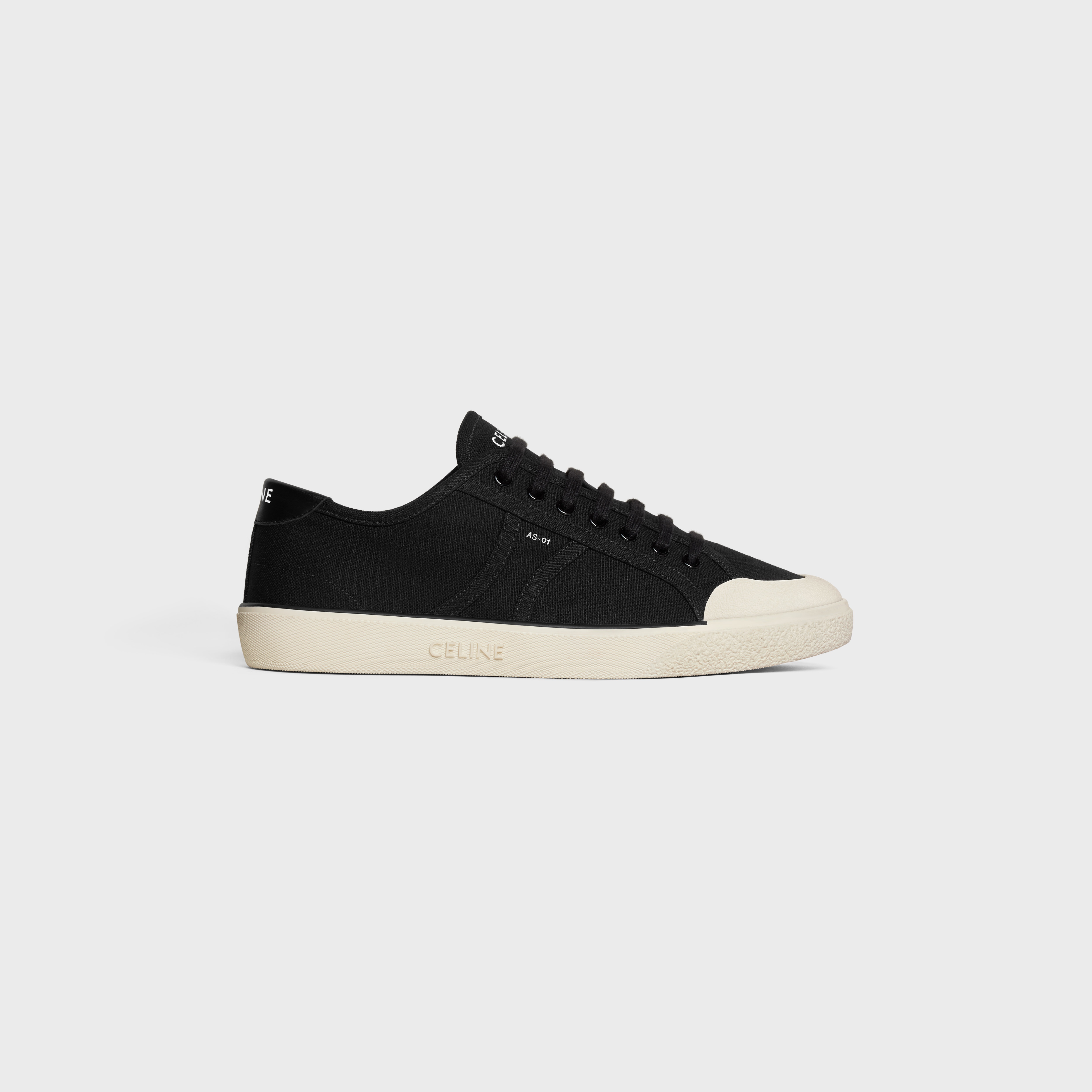 CELINE ALAN AS-01 LOW LACE-UP SNEAKER in CANVAS AND CALFSKIN - 1