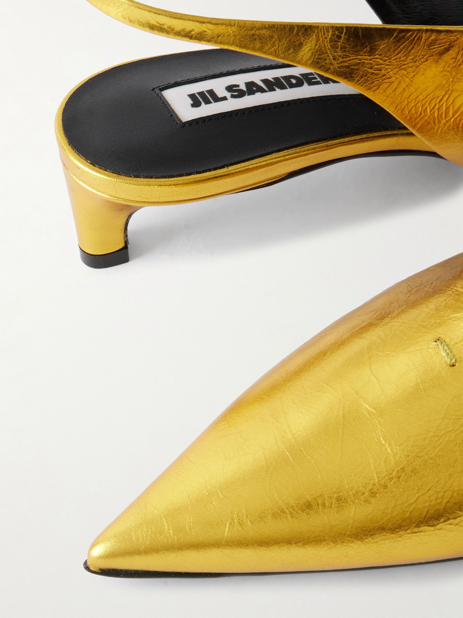 Metallic-leather slingback pumps Gold - 4