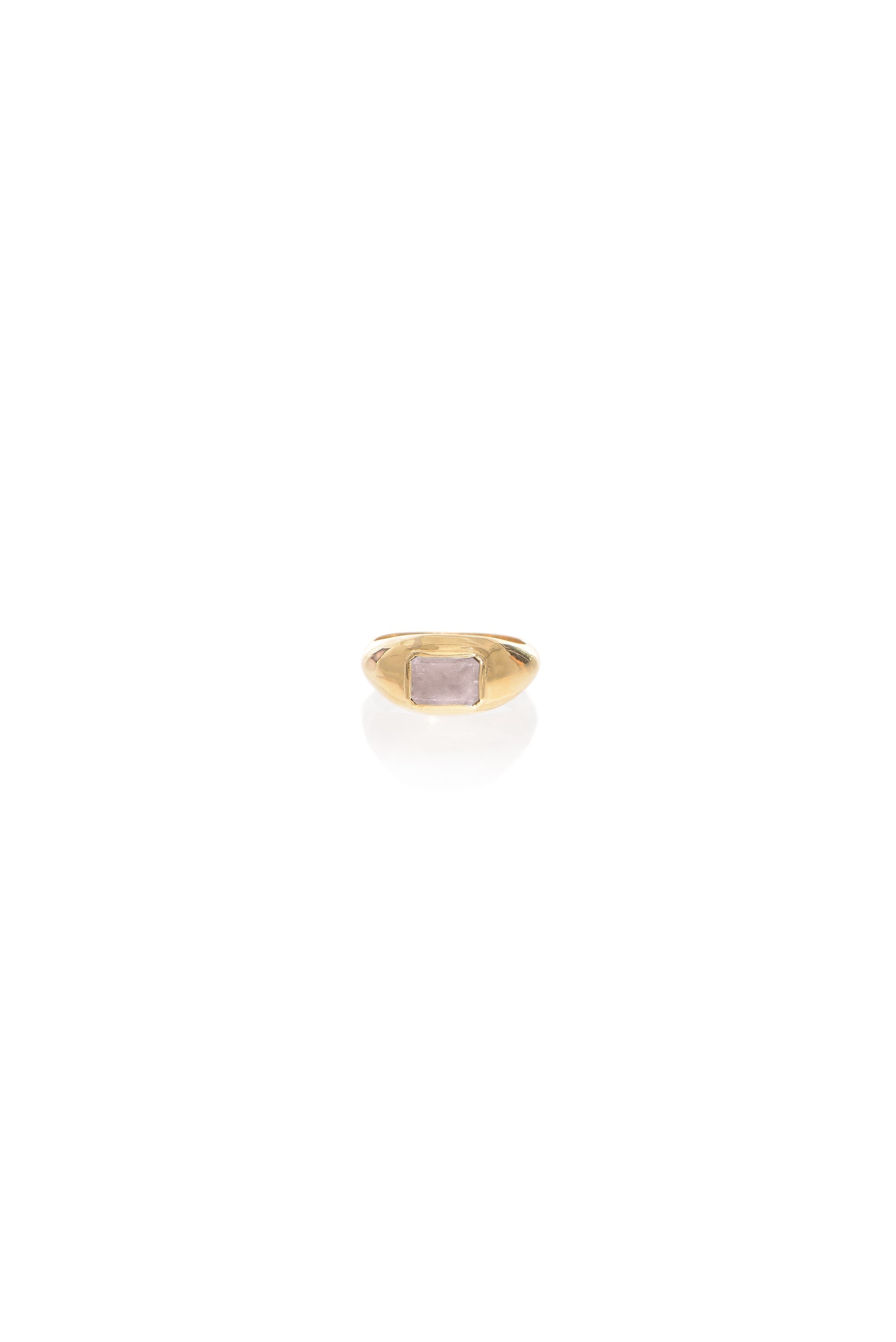 Small Ring in 18k Gold & Rose Quartz Stone - 2