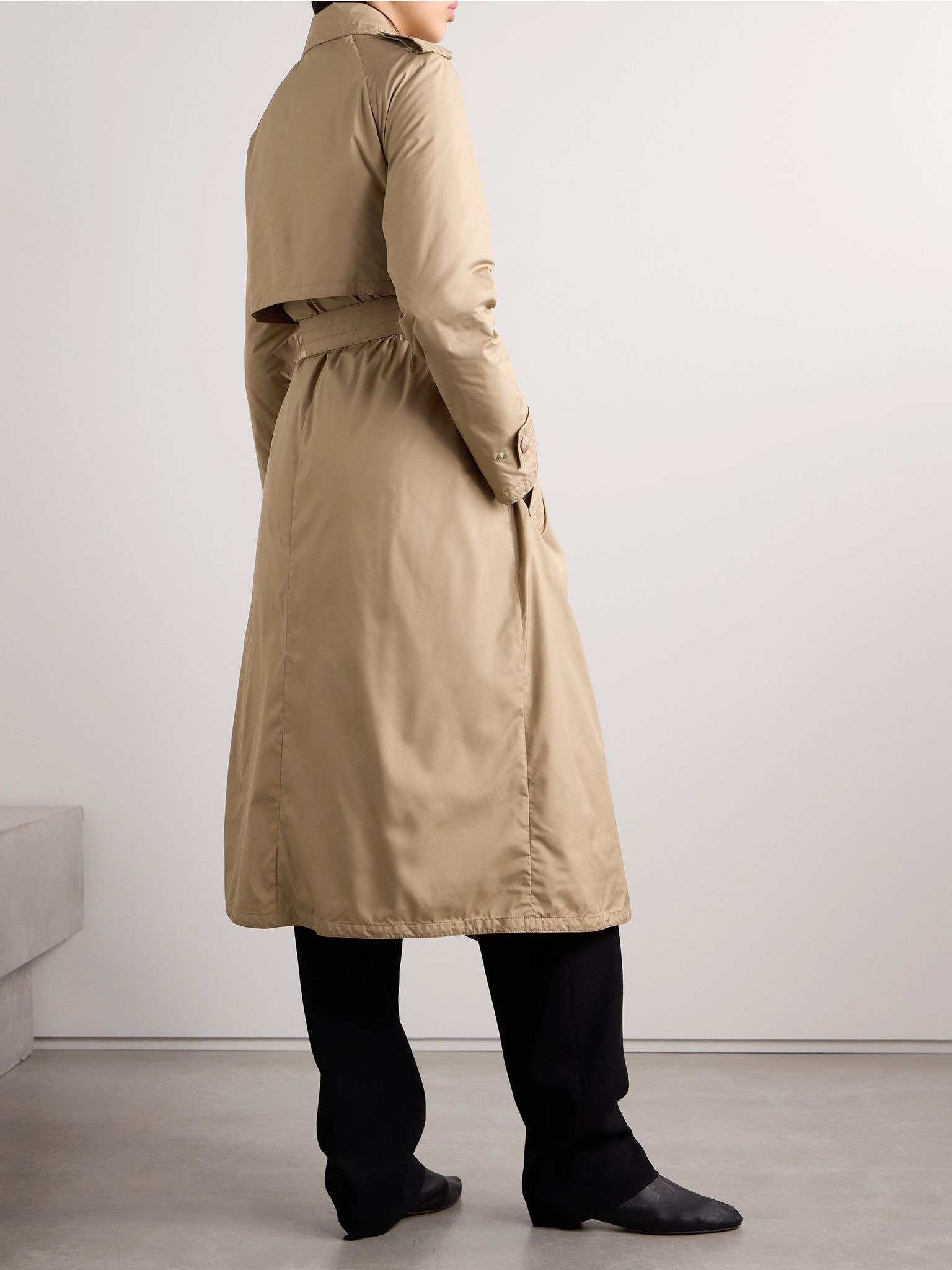 Barbentane belted double-breasted padded shell down trench coat Sand - 4