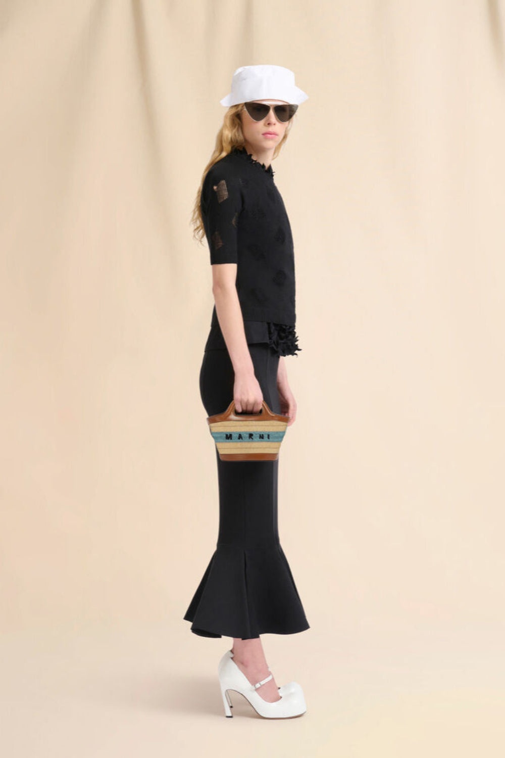Raffia Effect Blue Crochet Tropicalia Micro Bag - 2