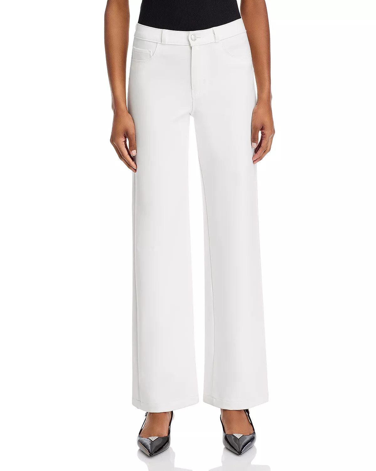 Clayton Mid Rise Wide Leg Jeans in Black - 7