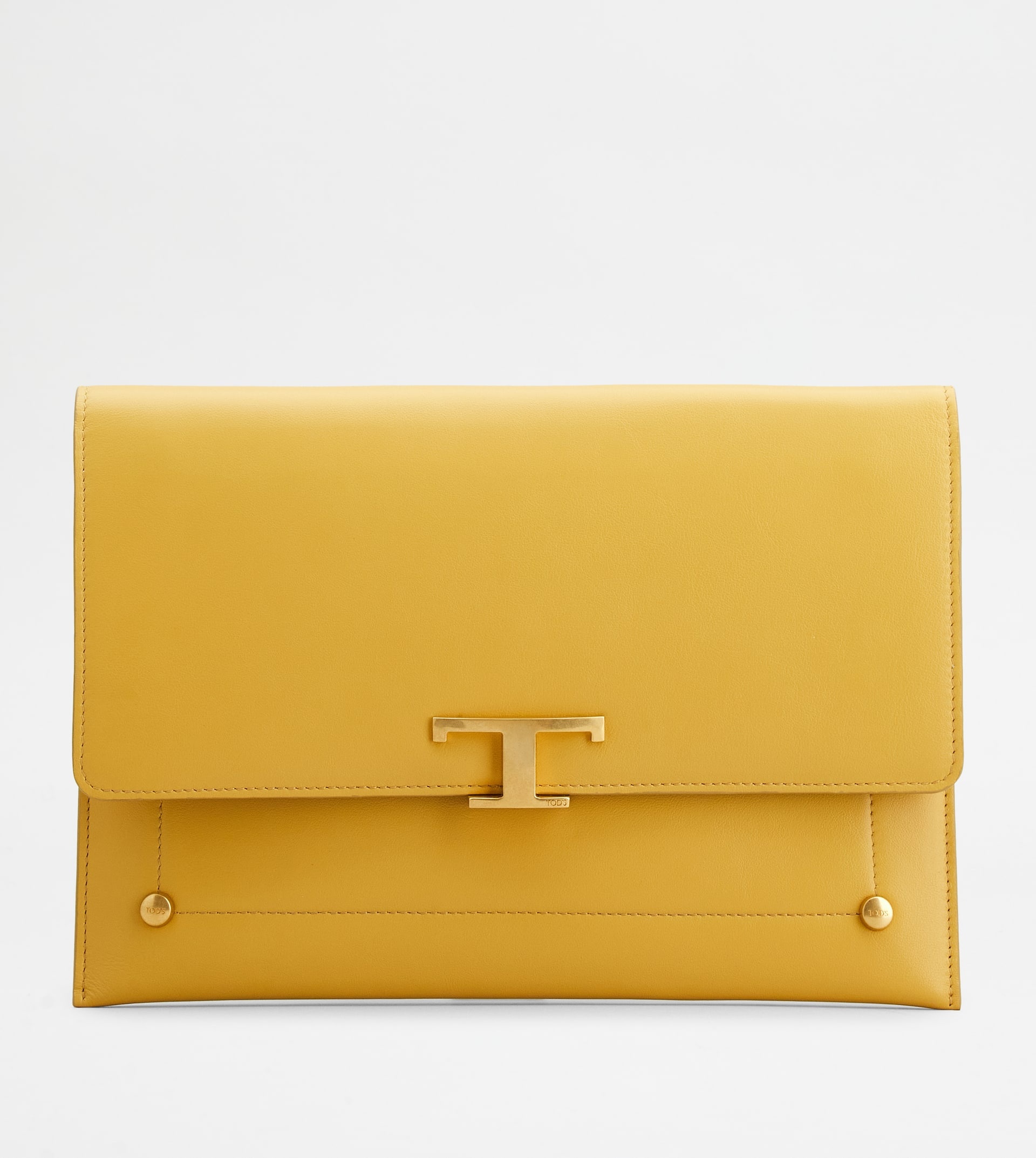 T TIMELESS ENVELOPE CLUTCH IN LEATHER LARGE - YELLOW - 1