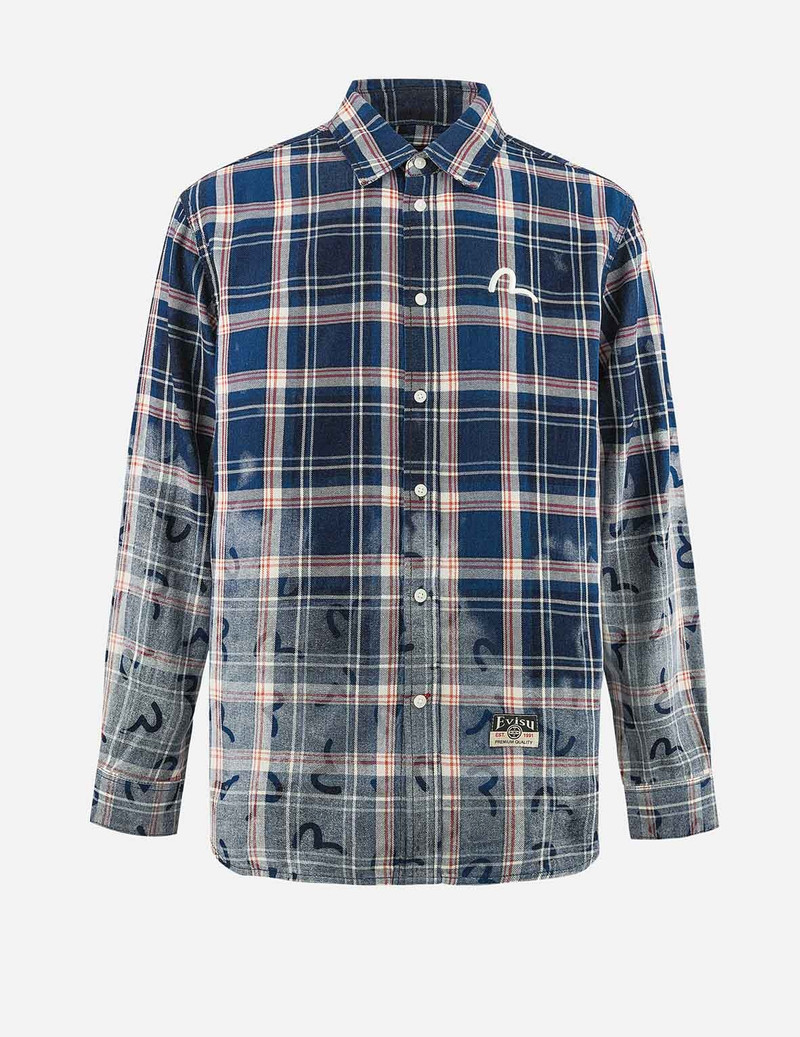 Allover Seagull Print Relax Fit Check Shirt 1