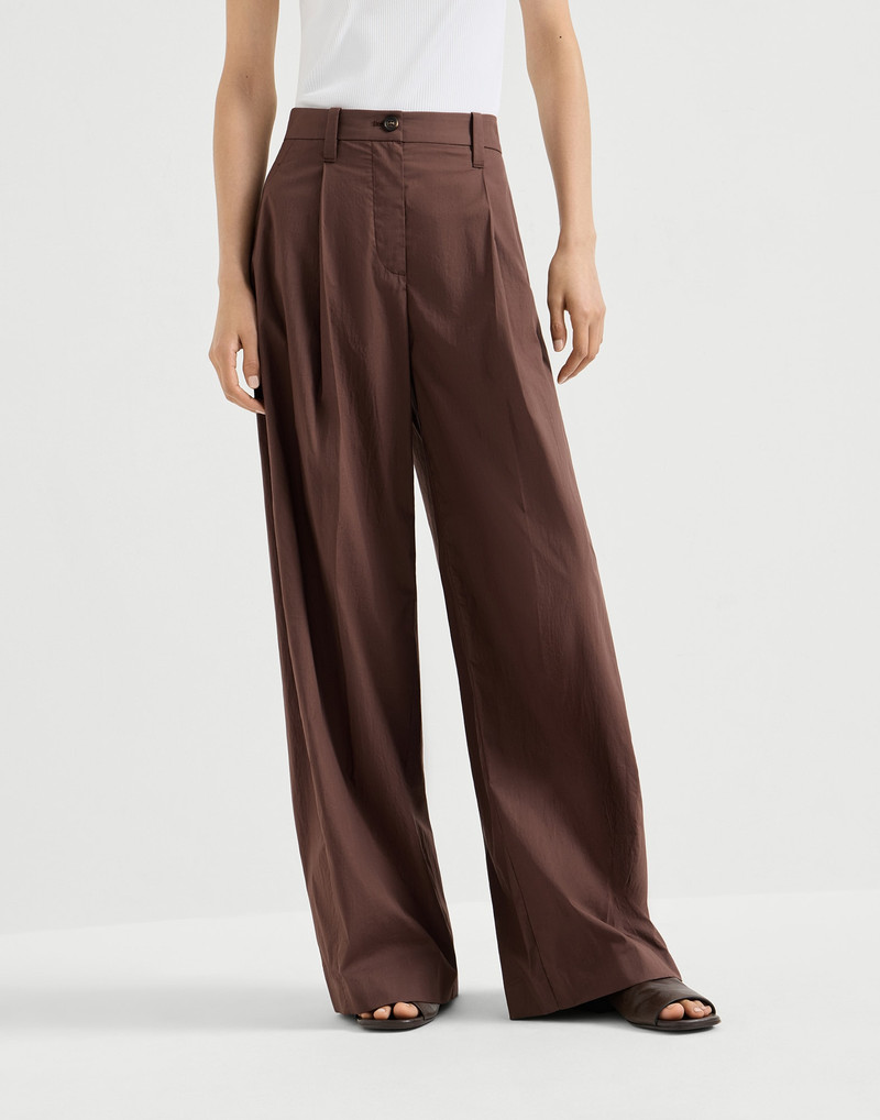 Lightweight poplin wide trousers with monili 2
