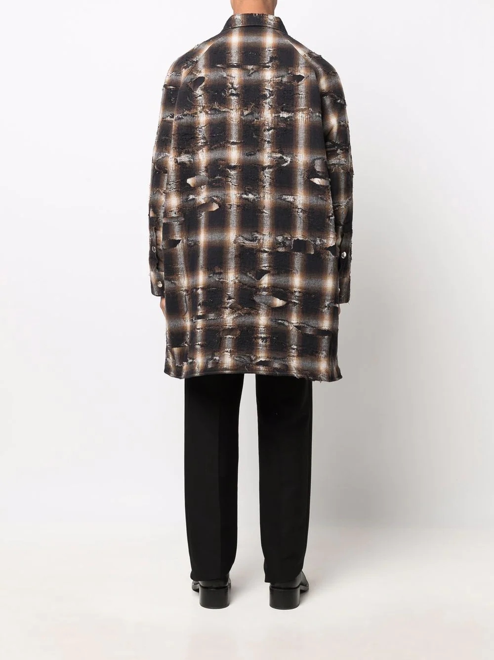 plaid high-low coat - 4