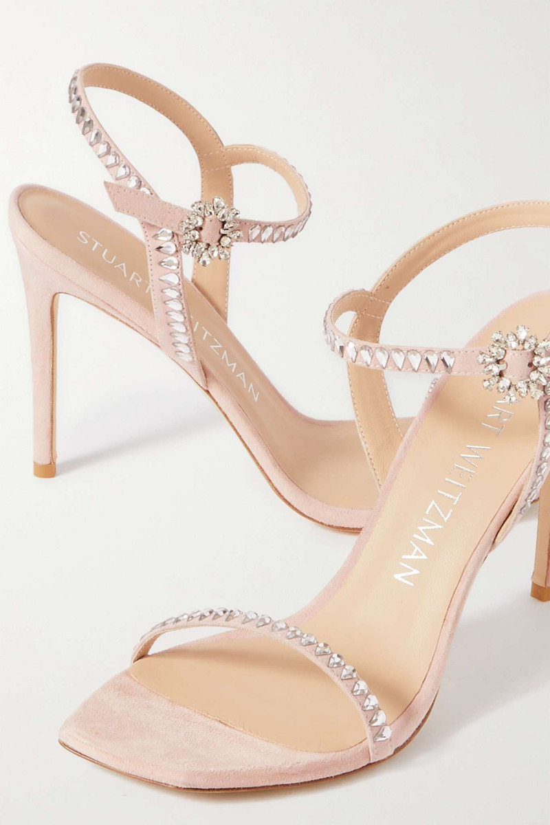 Gemcut Swarovski crystal-embellished suede sandals 4