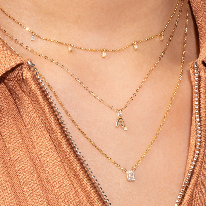 Tiny Bubble Tea Initial With Diamond Necklace 6