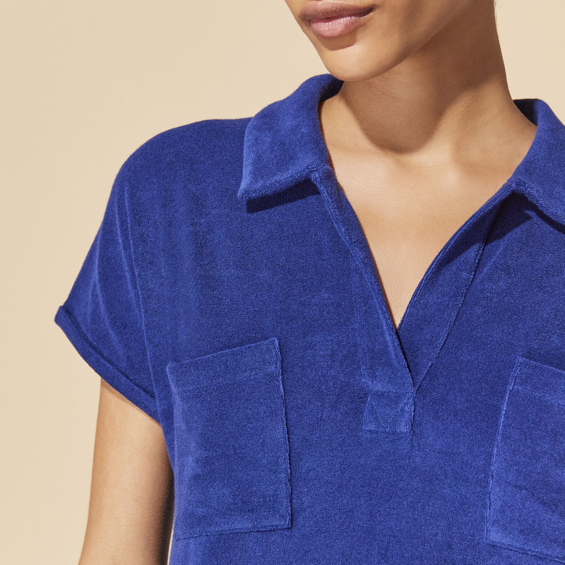 Women Terry Polo Dress Solid 6