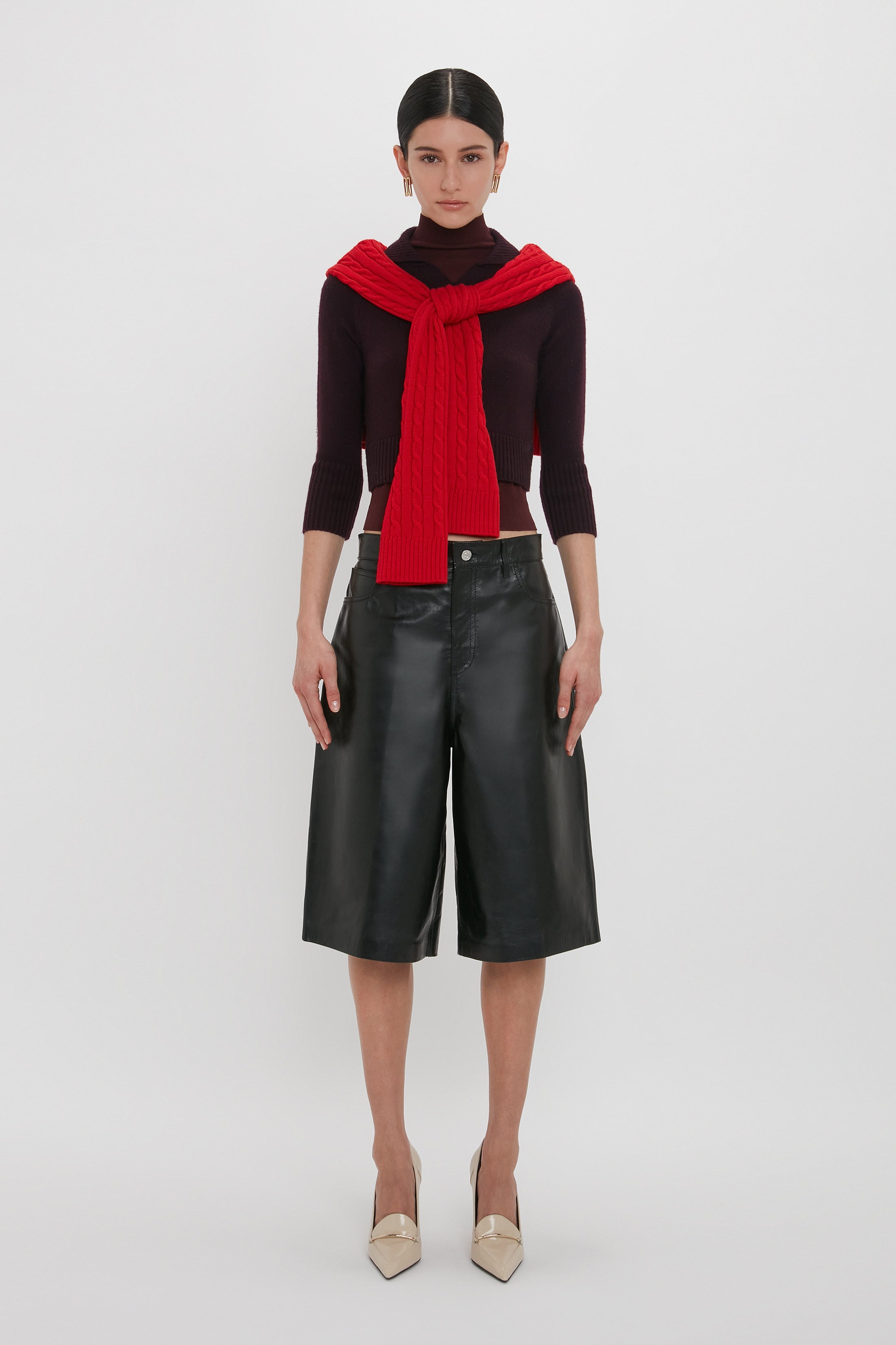 Leather Bermuda Short In Black - 2