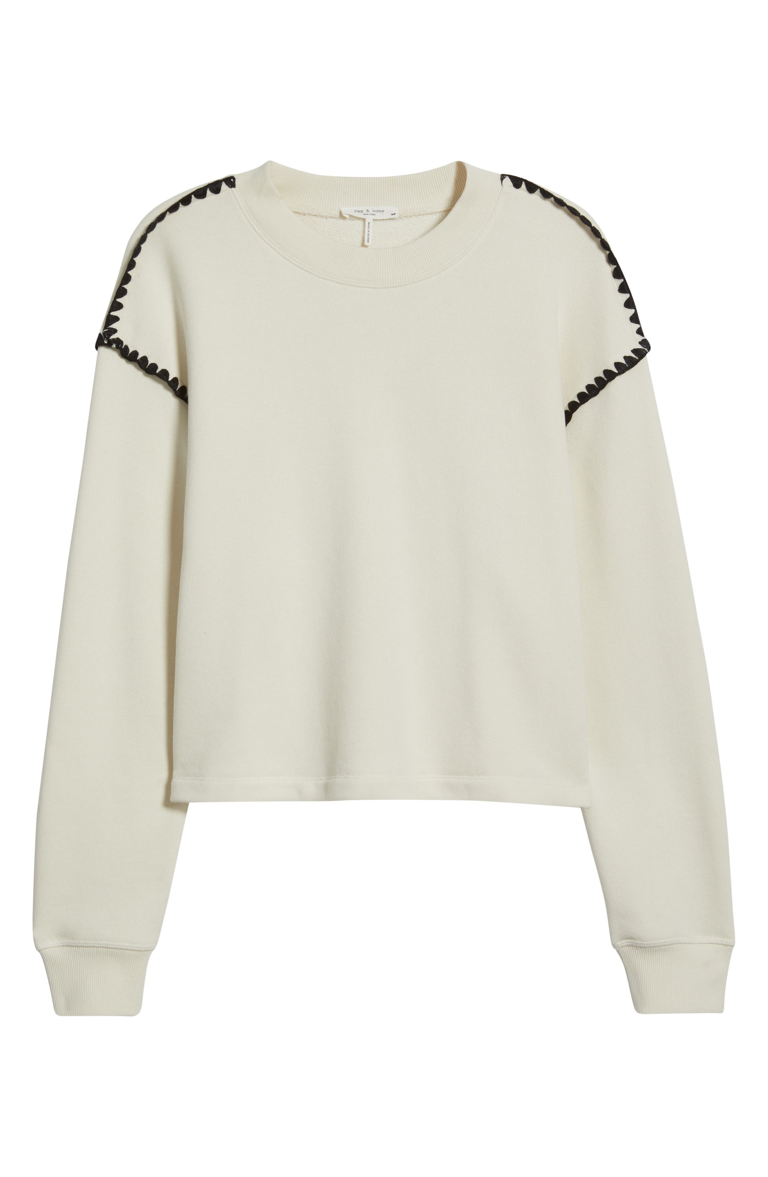 rag & bone Blanket Stitch Terry Sweatshirt in Chalk at Nordstrom - 5